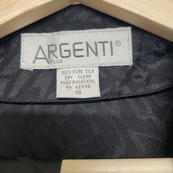 Argenti Silk Vintage Elegant Black Long Sleeve Paisley With Pockets, Belt Dress - Picture 8 of 13